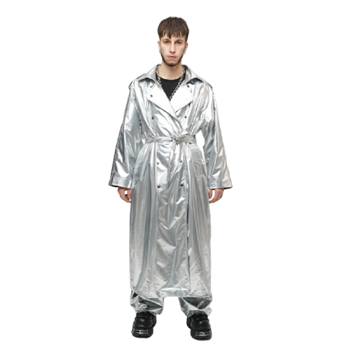 Тренчкот MIRBA LACQUER серебряный