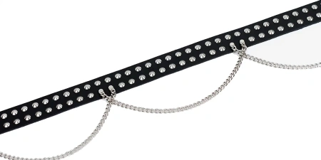 Ремень Underground 2 ROW CONICAL STUD & CHAIN SILVER