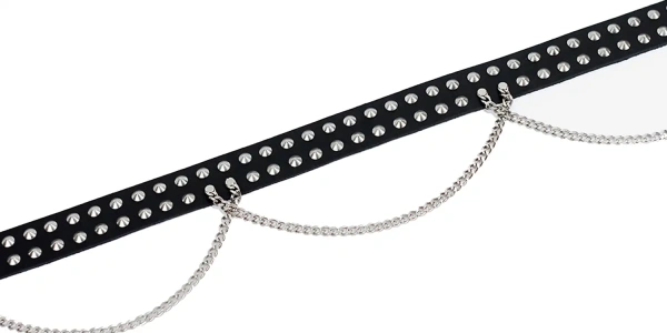 Ремень Underground 2 ROW CONICAL STUD & CHAIN SILVER