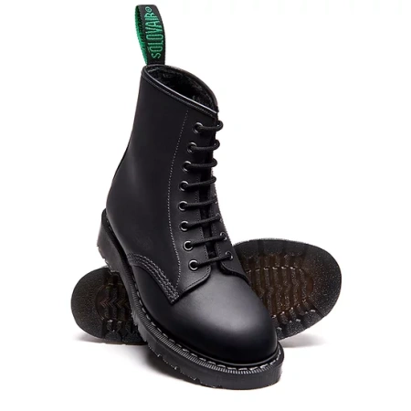 Ботинки Solovair Black Greasy 8 Eye Derby Boot with Shearling Lining