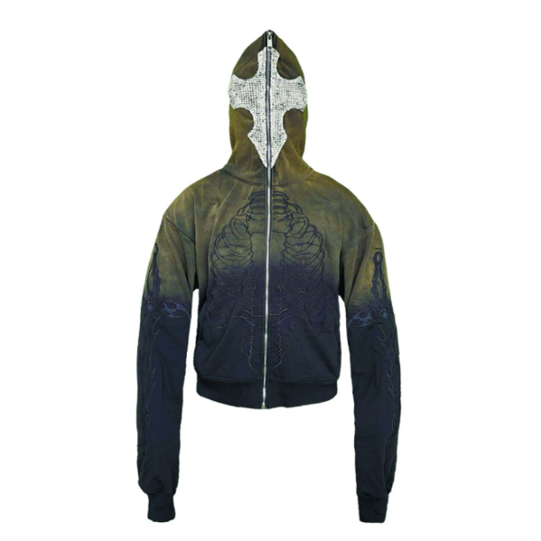 Худи UNIZ WORLDWIDE Skeleton Knight - Brown DIY Washed