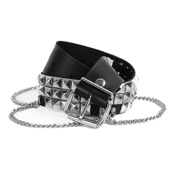 Ремень Underground 3 ROW NICKEL PYRAMID STUDS & CHAINS