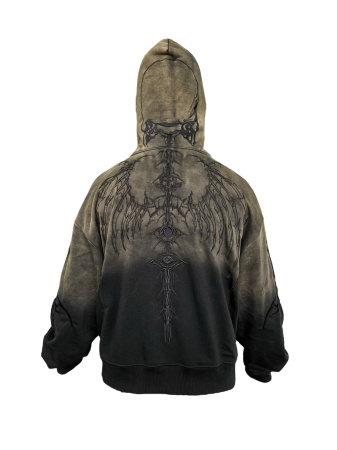 Худи UNIZ WORLDWIDE Skeleton Knight - Brown DIY Washed