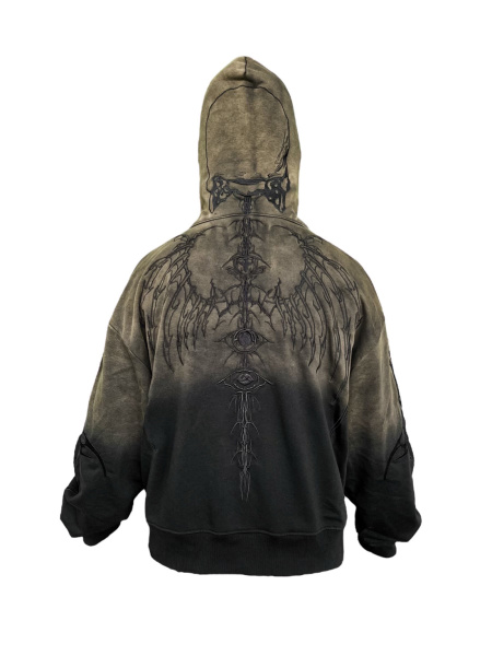 Худи UNIZ WORLDWIDE Skeleton Knight - Brown DIY Washed