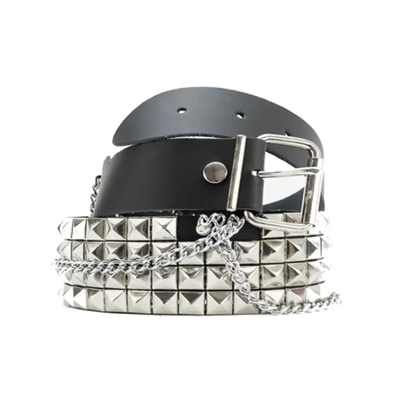 Ремень Underground 4 ROW NICKEL PYRAMID STUDS & CHAINS