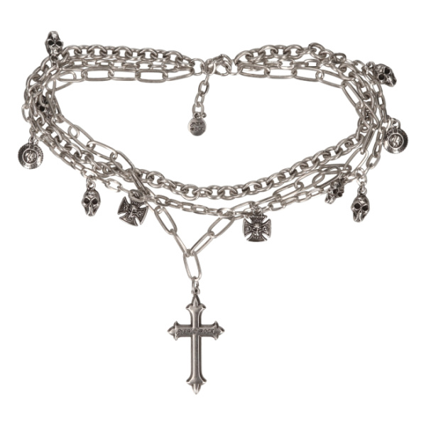 Цепь New Rock с крестами и черепами