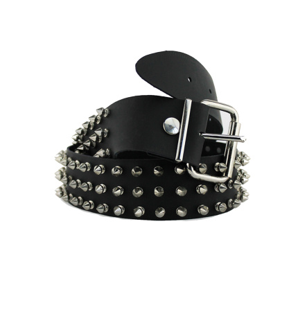 Ремень кожаный 3 ROW SPIKE STUDS