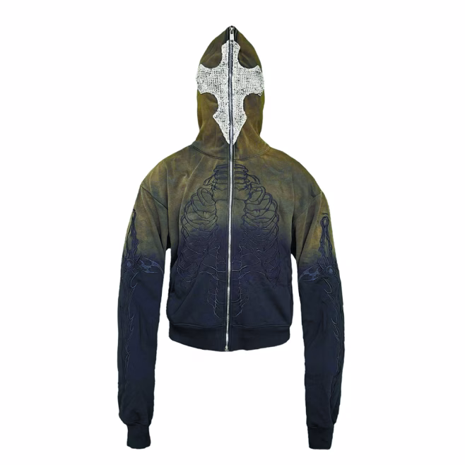 Худи UNIZ WORLDWIDE Skeleton Knight - Brown DIY Washed