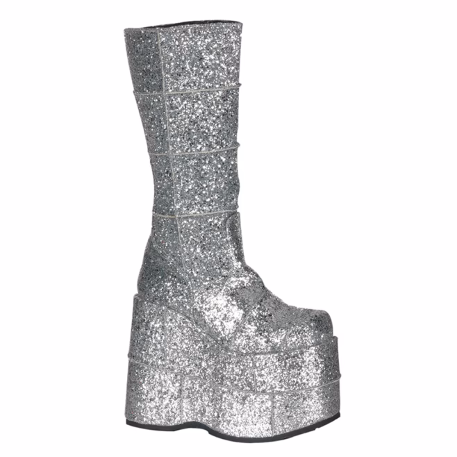 Ботинки Demonia STACK-301G Silver Glitter