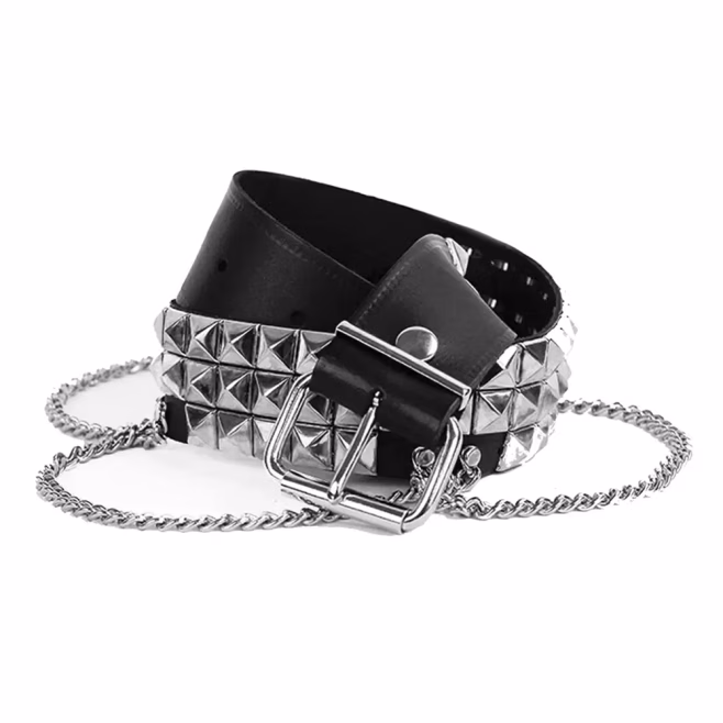 Ремень Underground 3 ROW NICKEL PYRAMID STUDS & CHAINS